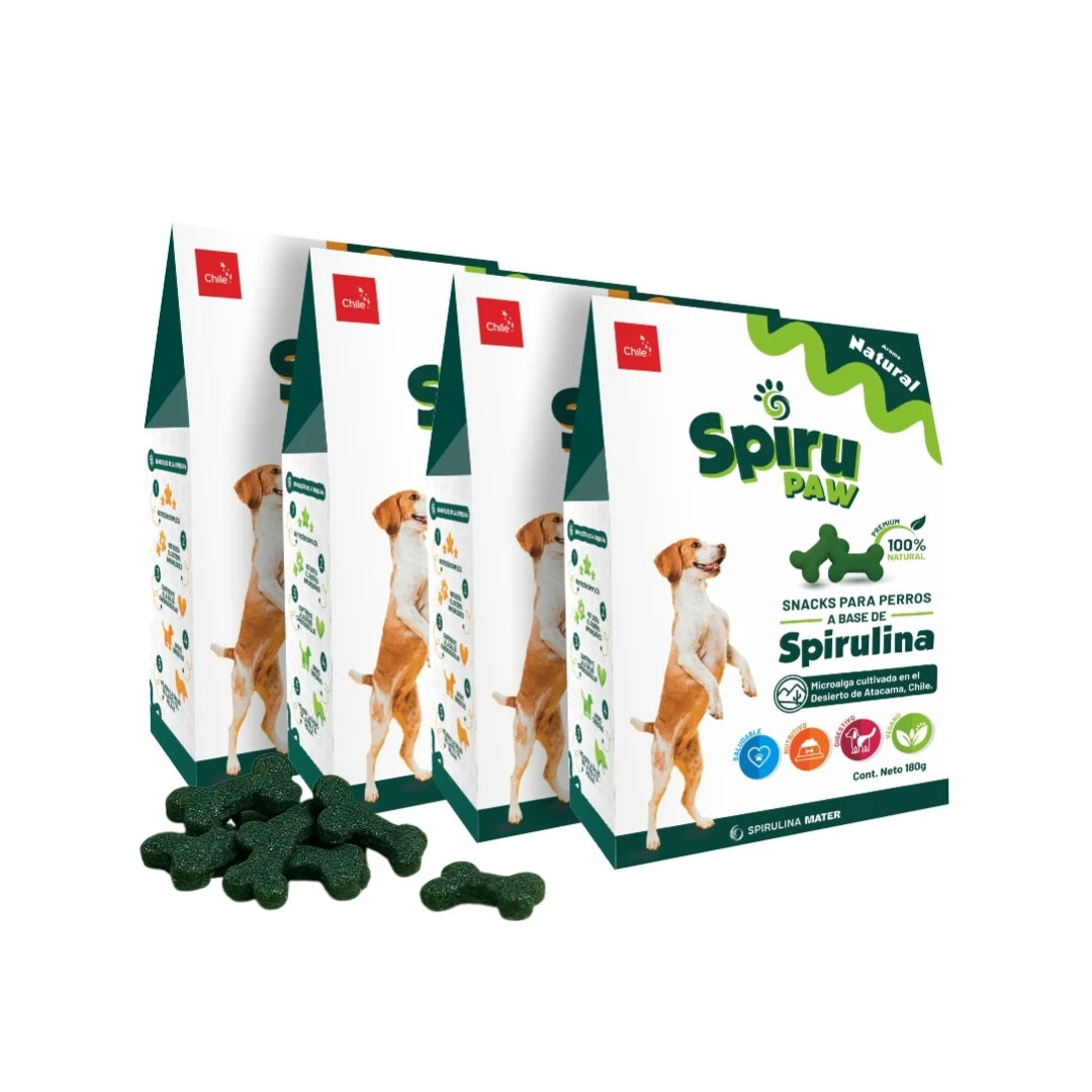 Pack x4 Snack a base de Espirulina SPIRU PAW para perros 180g C/U + ENVÍO GRATIS A TODO EL PAÍS
