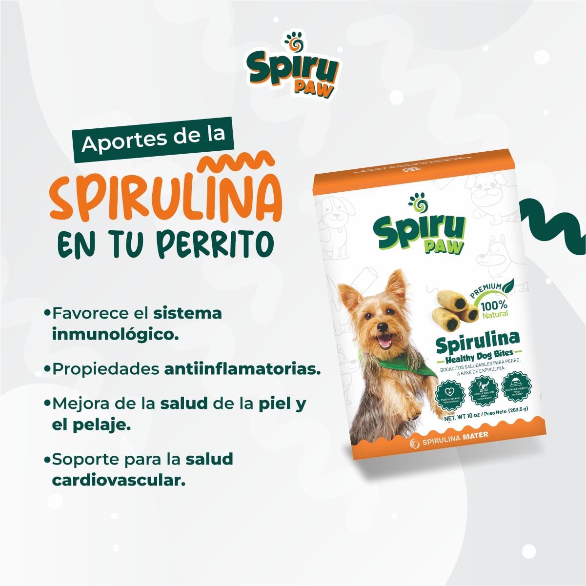 Bocaditos para perros SPIRU PAW a base de Espirulina 227g