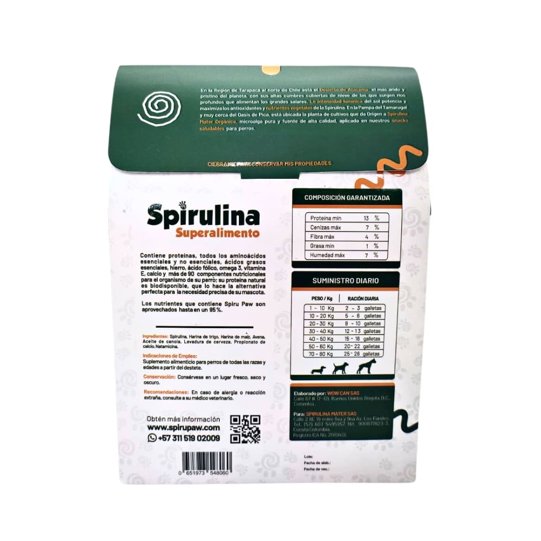 Snack para perros a base de Espirulina SPIRU PAW Aroma Quesillo 180g C/U