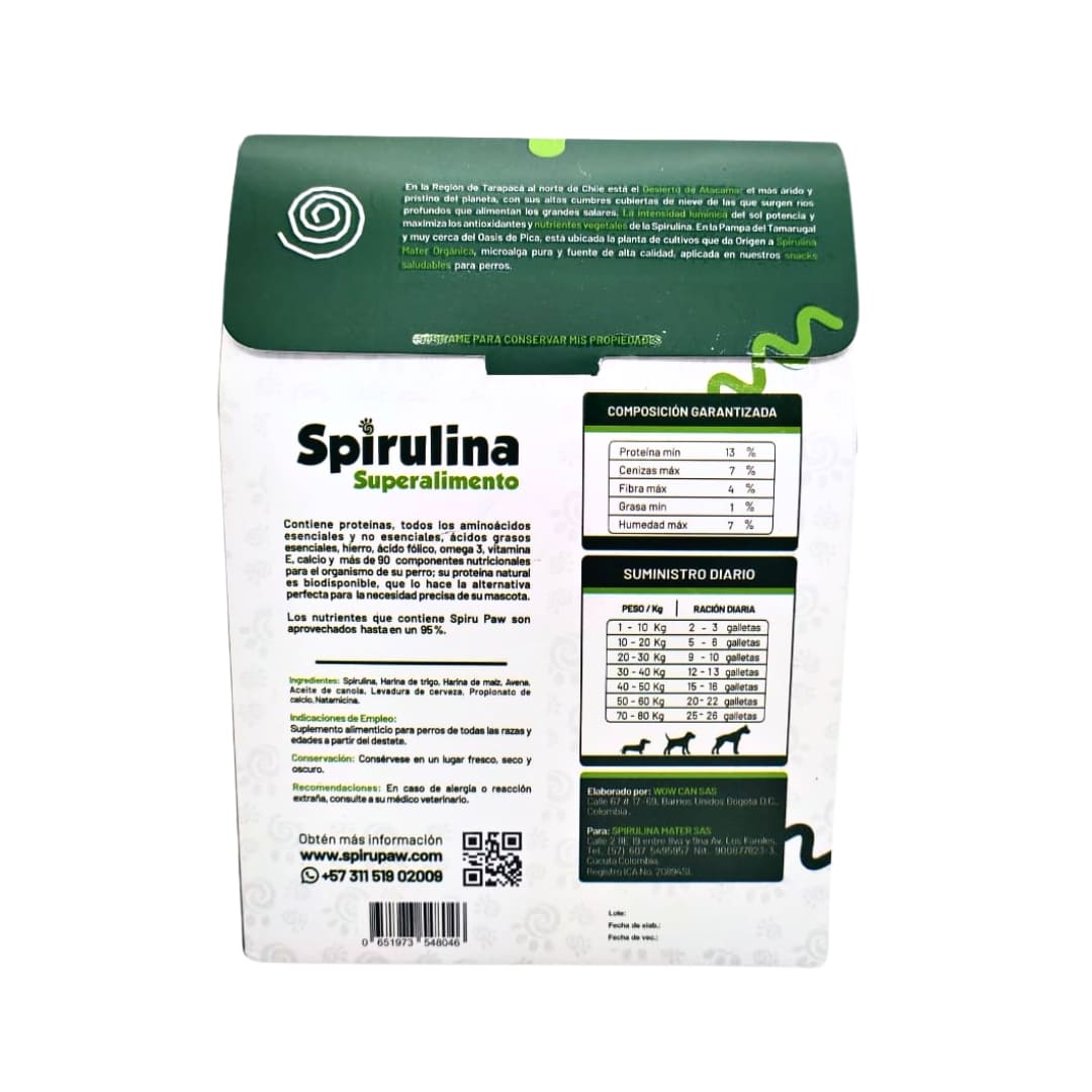 Pack x4 Snack a base de Espirulina SPIRU PAW para perros 180g C/U
