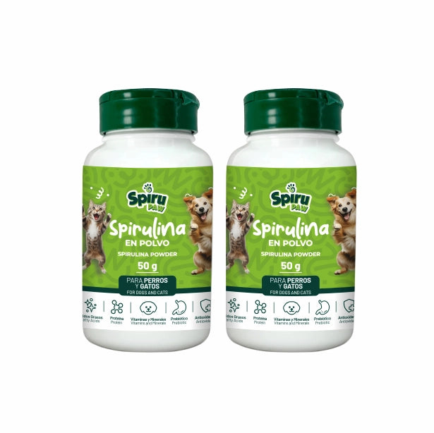 Pack x2 Espirulina en polvo SPIRU PAW para perros y gatos 60 unidades