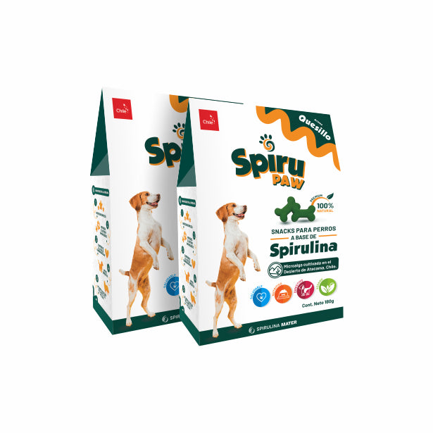 2 Snack para perros a base de Espirulina SPIRU PAW aroma quesillo 180G C/U