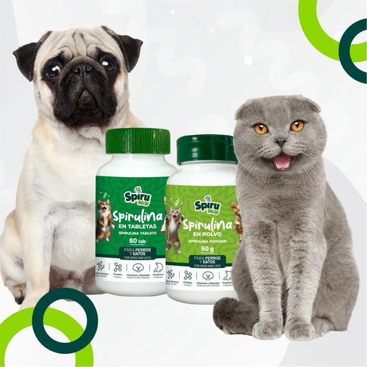 Pack x2 Espirulina en polvo y tabletas SPIRU PAW para perros y gatos