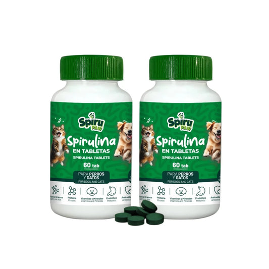 Pack x2 Espirulina en tabletas SPIRU PAW para perros y gatos 60 unidades + ENVÍO GRATIS EN BOGOTÁ