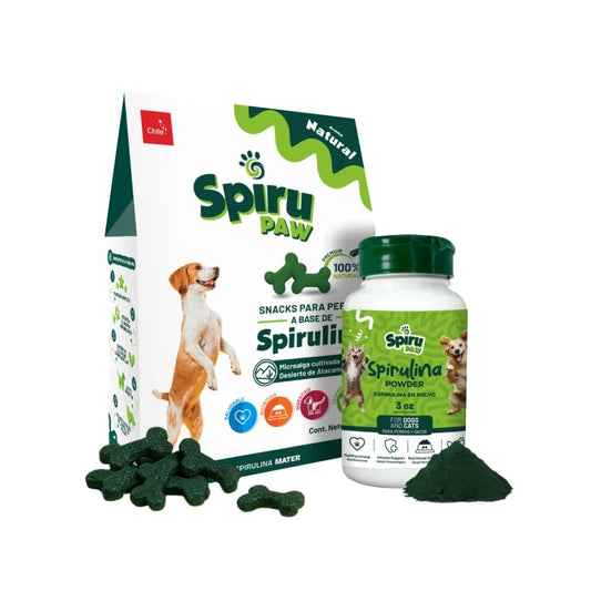 Espirulina en polvo 85g (3oz) + Snack para perros a base de Espirulina