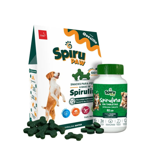 Espirulina en tabletas + Snack para perros a base de Espirulina