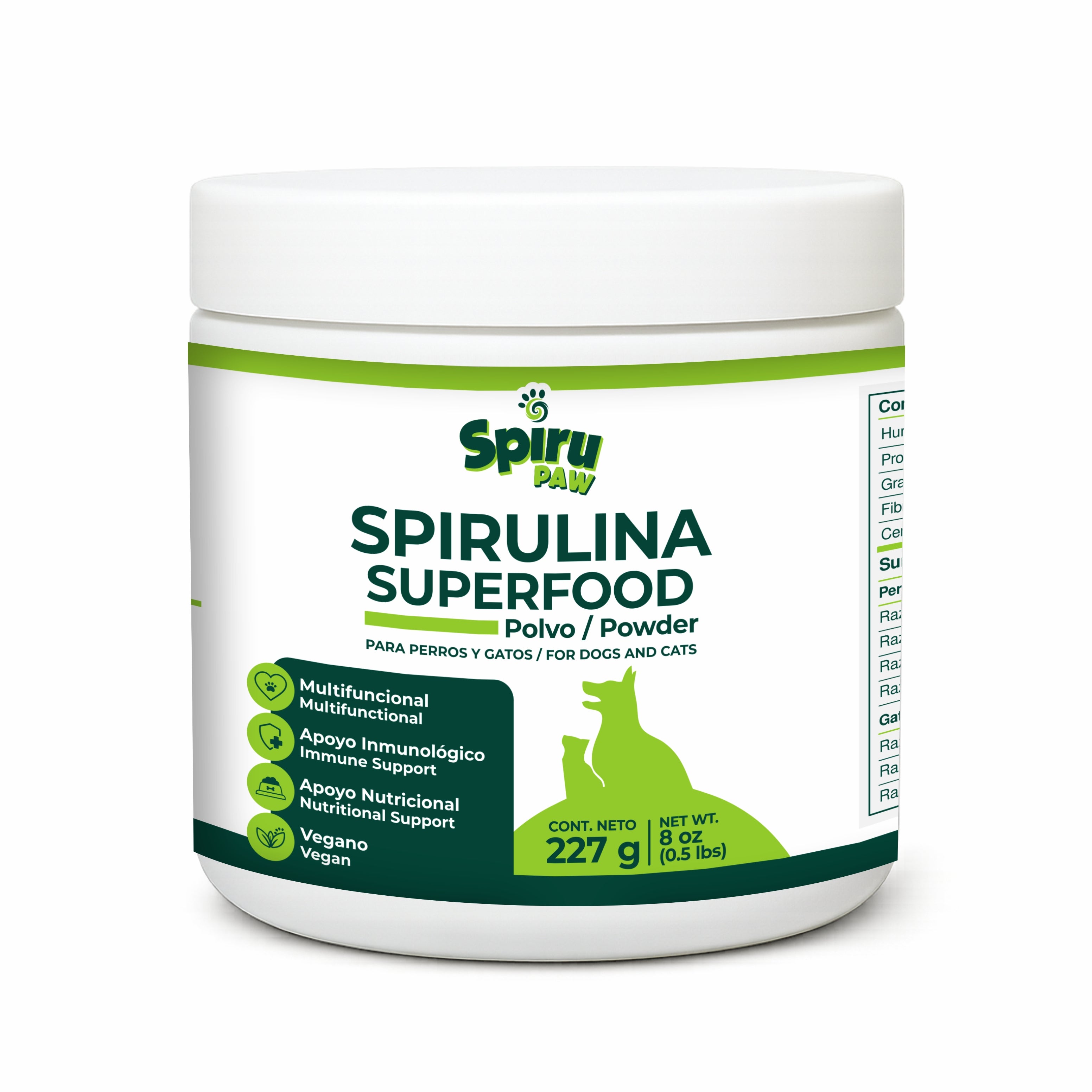 Espirulina en polvo SPIRU PAW para perros y gatos 227g