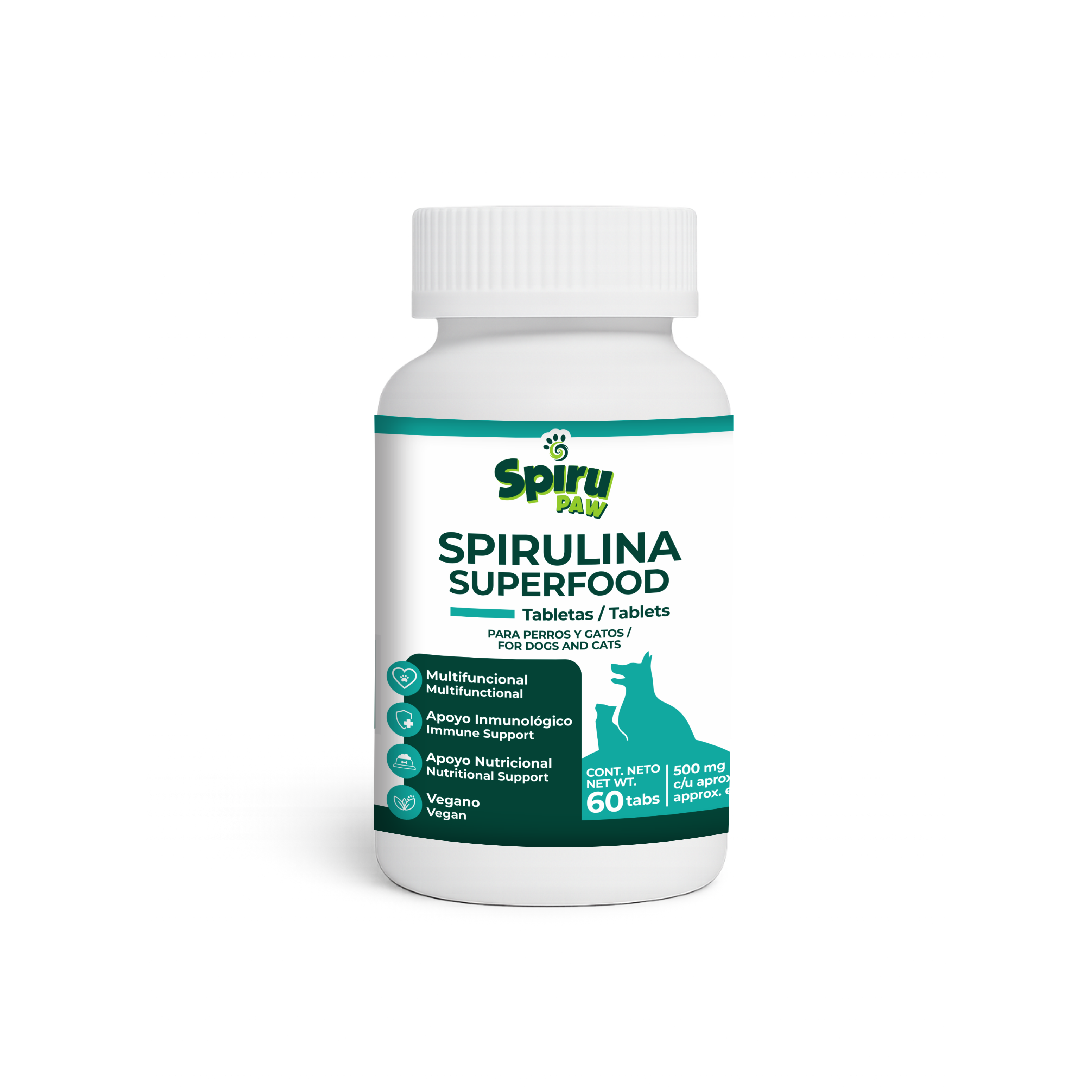 Espirulina en tabletas SPIRU PAW para perros y gatos 60 unidades