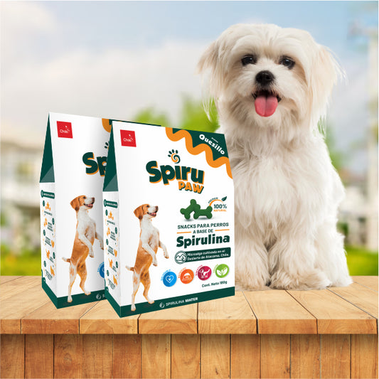 2 Snack para perros a base de Espirulina SPIRU PAW aroma quesillo 180G C/U
