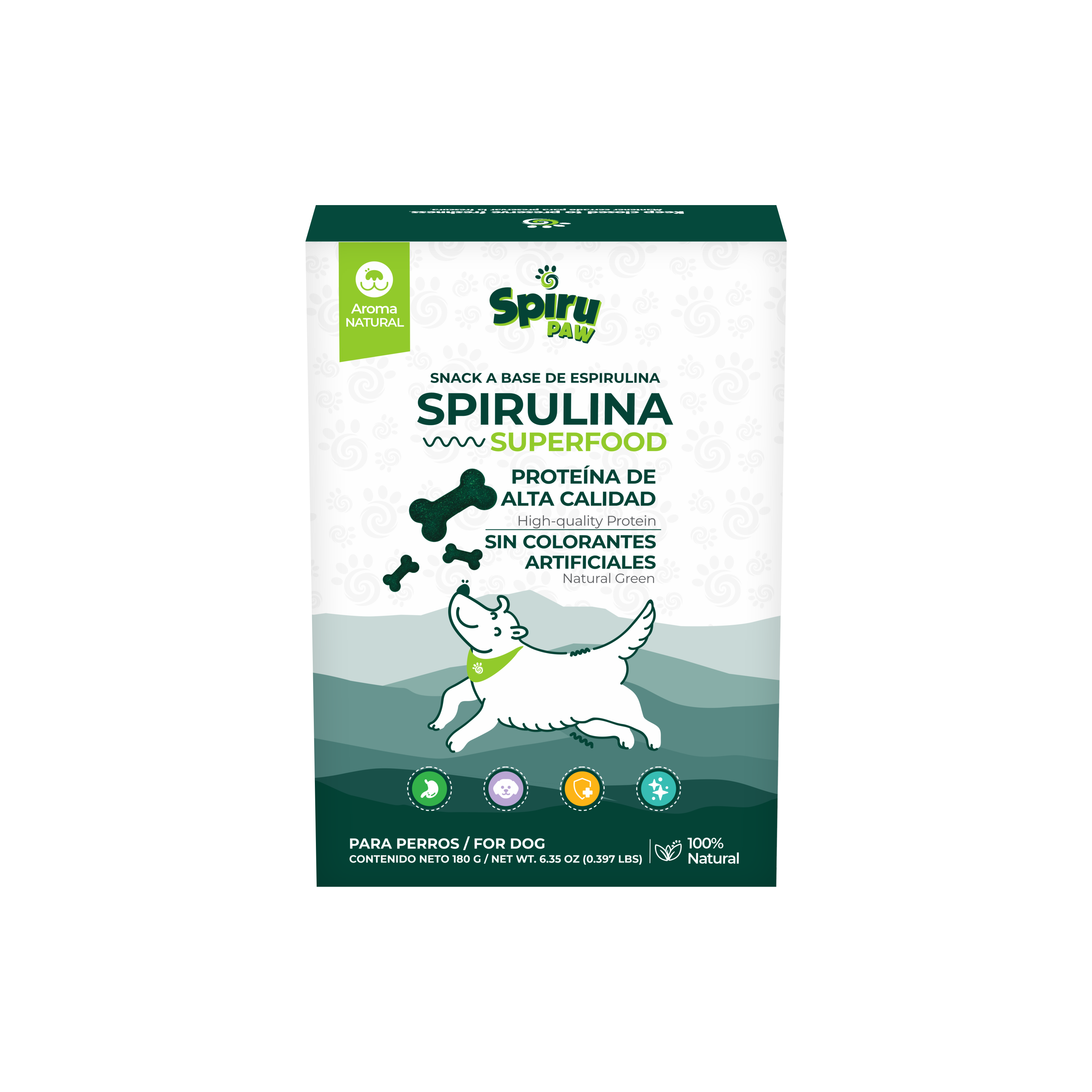 Snack para perros a base de Espirulina SPIRU PAW 180g