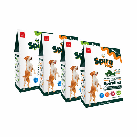 Pack x4 Snack a base de Espirulina SPIRU PAW para perros 180g C/U
