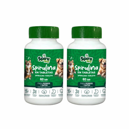 Pack x2 Espirulina en tabletas SPIRU PAW para perros y gatos 60 unidades